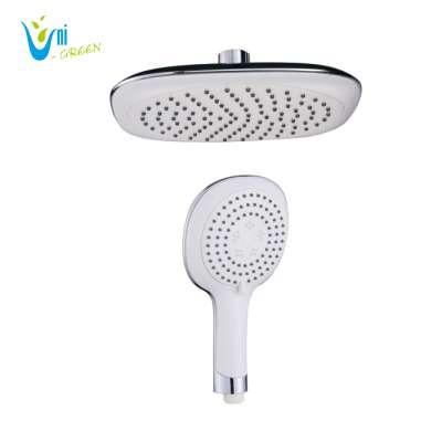 Factory Hot Sale White oval ABS Chrome plated rain shower head for shower